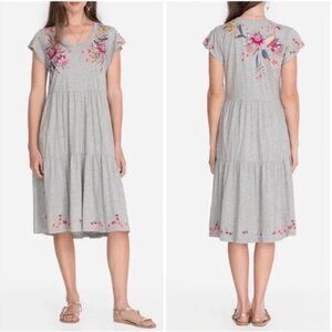 Johnny Was Jessica Embroidered Tiered Cotton Midi Dress